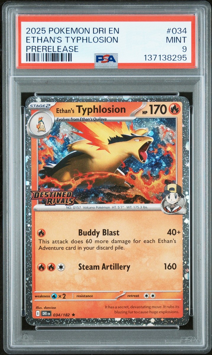 PSA 9 Ethan'S Typhlosion #034 2025 Pokemon Dri Destined Rivals