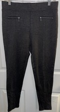 Matty M Women's Ponte Pant Legging w/ Horizontal Pocket Zipper Heather Charcoal