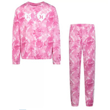 New 70.00 HURLEY Girls 2-piece Fleece Crew Jogger Set Super Comfy - Size: 6/6X
