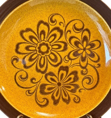 Andre Ponche Decostone Brown Flower Round Dinner Plates Lot Set Of 2 Vintage 10” - Picture 4 of 7