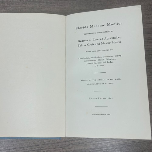 1948 Florida Masonic Monitor 8th Edition Grand Lodge Vintage Freemasonry AFAM - Picture 3 of 10