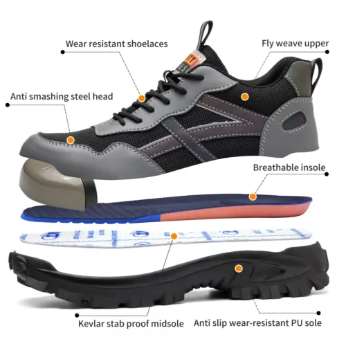 【Heavy Duty】Mens Work Boots Safety Shoes Steel Toe Cap Sneakers Lightweight - Imagen 9 de 41