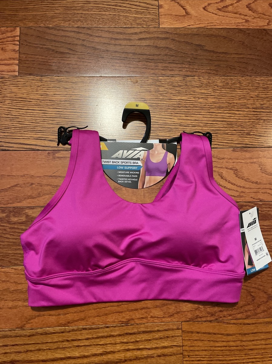 NWT Womens Avia Purple Twisted Back Keyhole Low Support Sports Bra