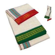cotton Cool men's 9x5 cotton dhoti with towel attached set Solid Men Dhoti US
