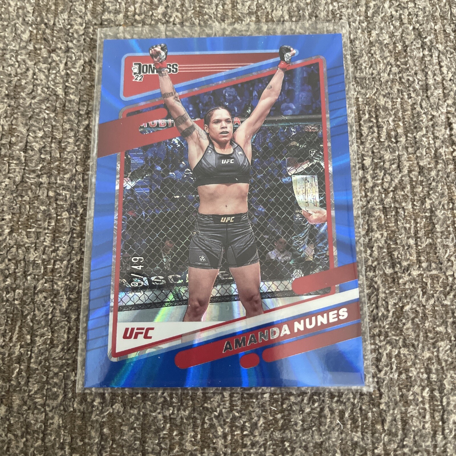 2022 Donruss UFC Base #63 Amanda Nunes - Bantamweight Blue Laser Holo #’d /49