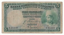 5 FRANCHI ORO REGNO D'ITALIA . BANCA NAZIONALE D'ALBANIA  1926