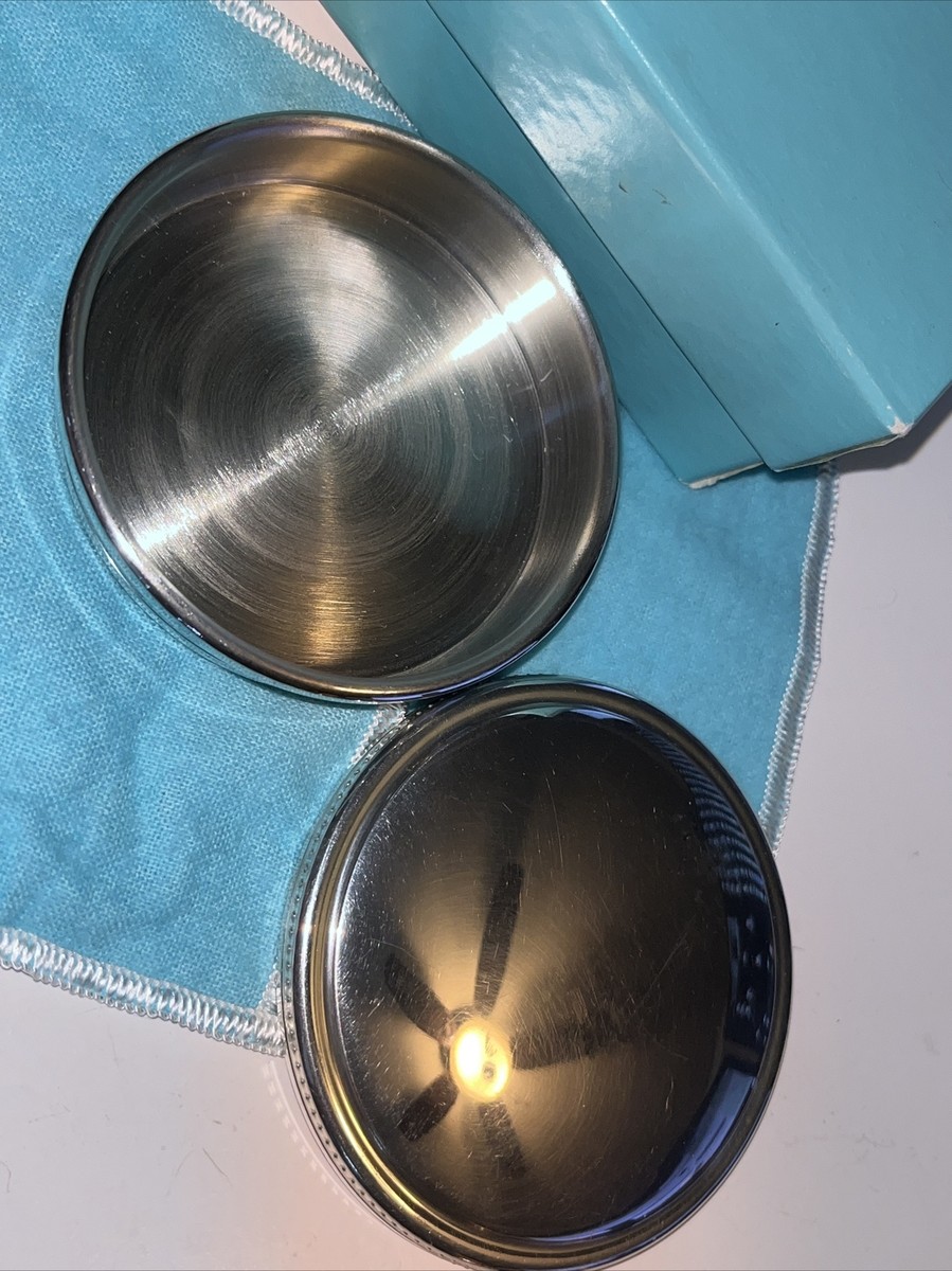 TIFFANY & CO. Handcrafted Pewter Jewelry Trinket Round w TIFFANY & CO. Handcrafted Pewter Jewelry Trinket Round w