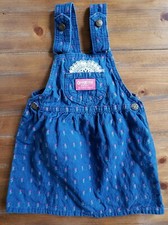 Vintage Oshkosh B'Gosh Vestbak Denim Rose Print Jumper Girls 4T Union Made USA