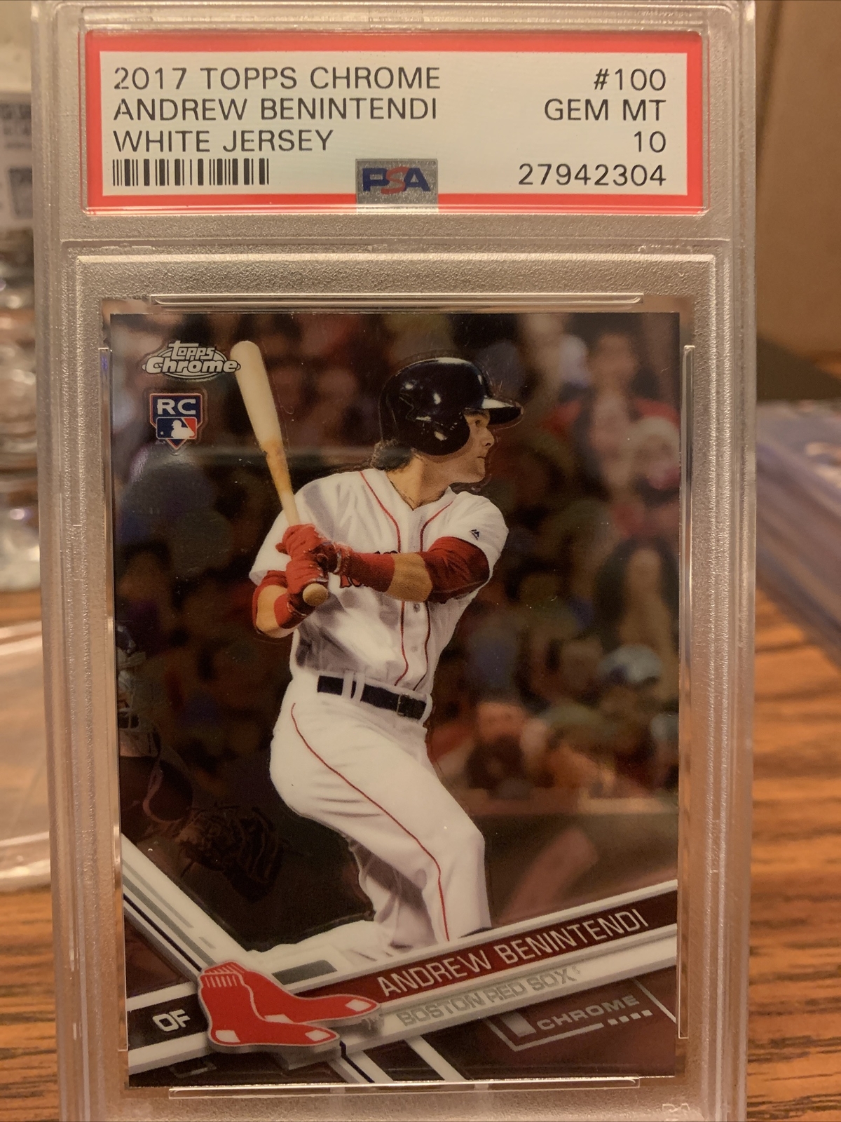 2017 Topps Chrome Andrew Benintendi RC White Jersey #100 PSA 10 GEM MT