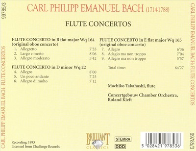 TAKAHASHI MACHIKO / CONCERTGEBOUW CHAMBER ORCHESTRA / KIEFT ROLAND - FLUTE CONCE