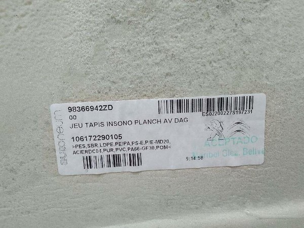 98366942zd 1564757 Alfombra PEUGEOT RIFTER 06.2018- 1.5 131CV 96KW 2018