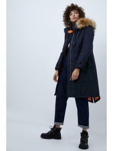 French Connection Carmen Parka Long Sleeve Hooded Coat Blue Size 8 - Picture 4 of 9