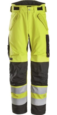 Snickers Warnschutzhose High-Vis, wasserdichte leicht wattierte Arbeitshose, Kl.