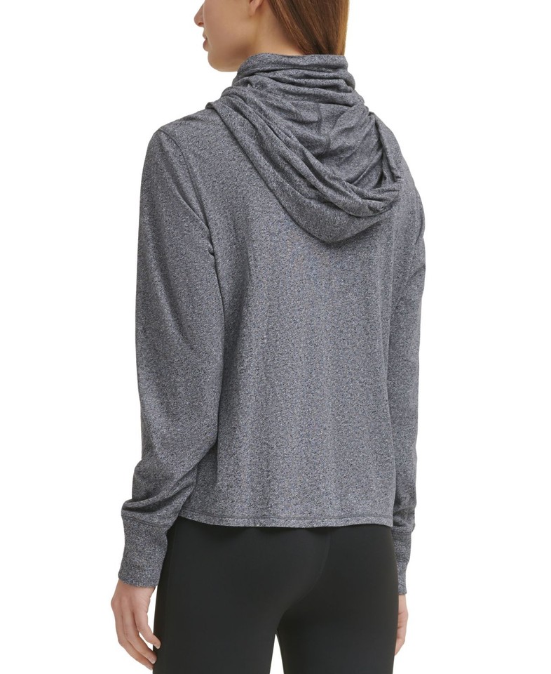 Calvin Klein Performance Women's Open-Back Cold-Shoulder Hoodie Silver Size XL