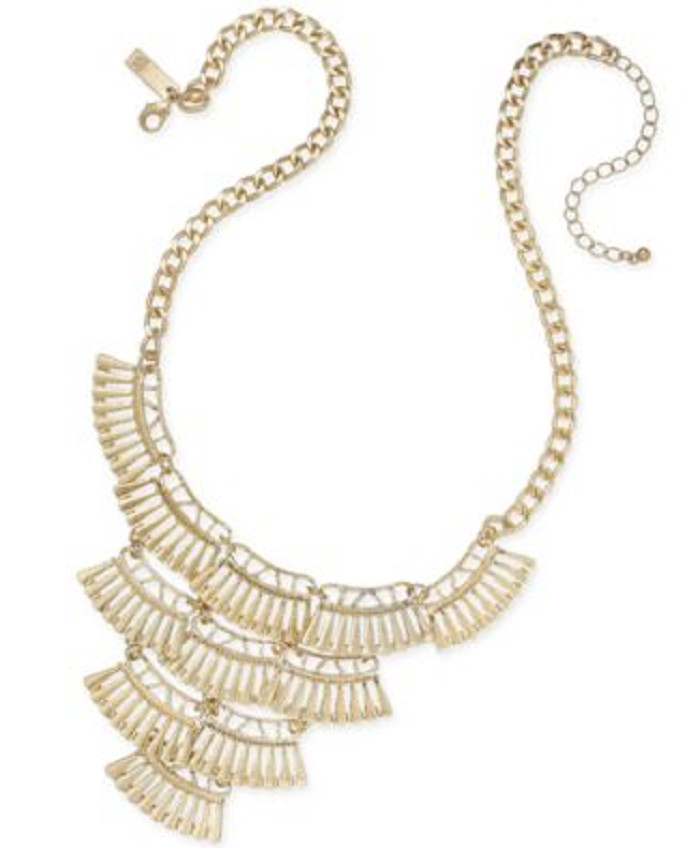 Колье-нагрудник с металлической бахромой золотистого цвета от Inc International Concepts