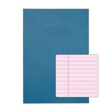 Image of Rhino A4 Special Exercise Book 48 Page Ruled F8m Light Blue With Pink Pages