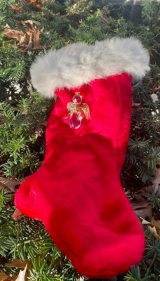 Vintage Christmas Stocking With Acrylic Angel 17''