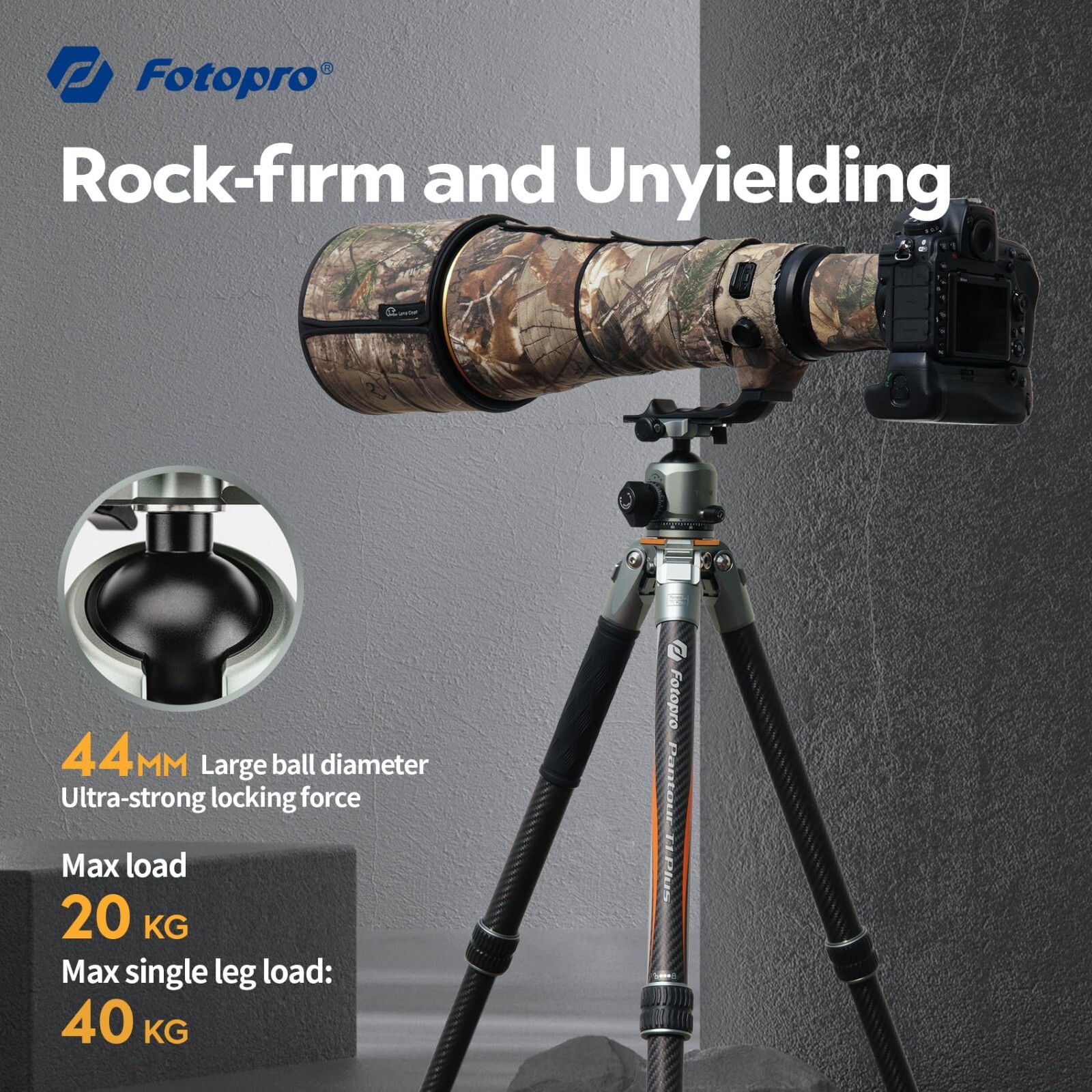 Fotopro T1 PLUS,Carbon Fiber Tripod Camera SLR Travel Tripod Stand 20KG Playload
