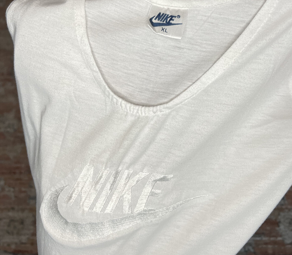 トップス Vintage Nike top Vintage Nike Tank Top White Tag Swoosh Embroidered Men's