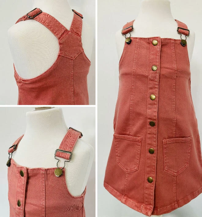 Pink denim pinafore best sale dress