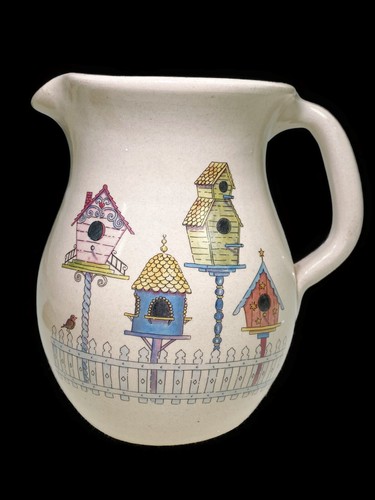 6” Birdhouse Shaker & Thangs Pottery Crock Pitcher Jug Country Retired - Picture 2 of 6