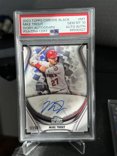 2023 Topps Chrome Black MIKE TROUT Ivory Auto  #’d /50 Angels PSA 10