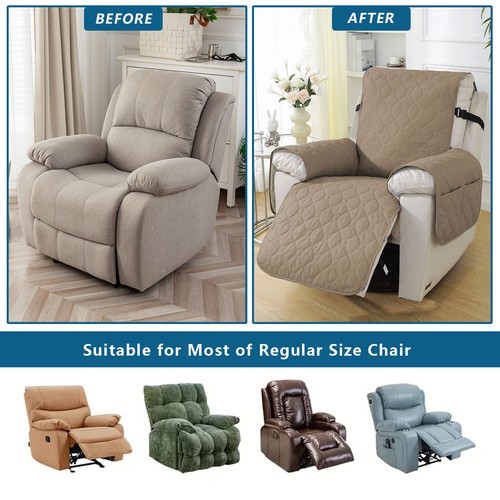 100% waterproof non-slip recliner sofa cover, stretch-strap recliner pet cover, - Picture 17 of 78