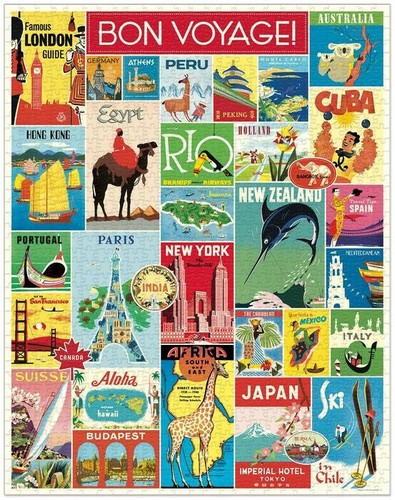 Cavallini and Co Puzzle / Travel 1000 pc Vintage Puzzle - Picture 2 of 3
