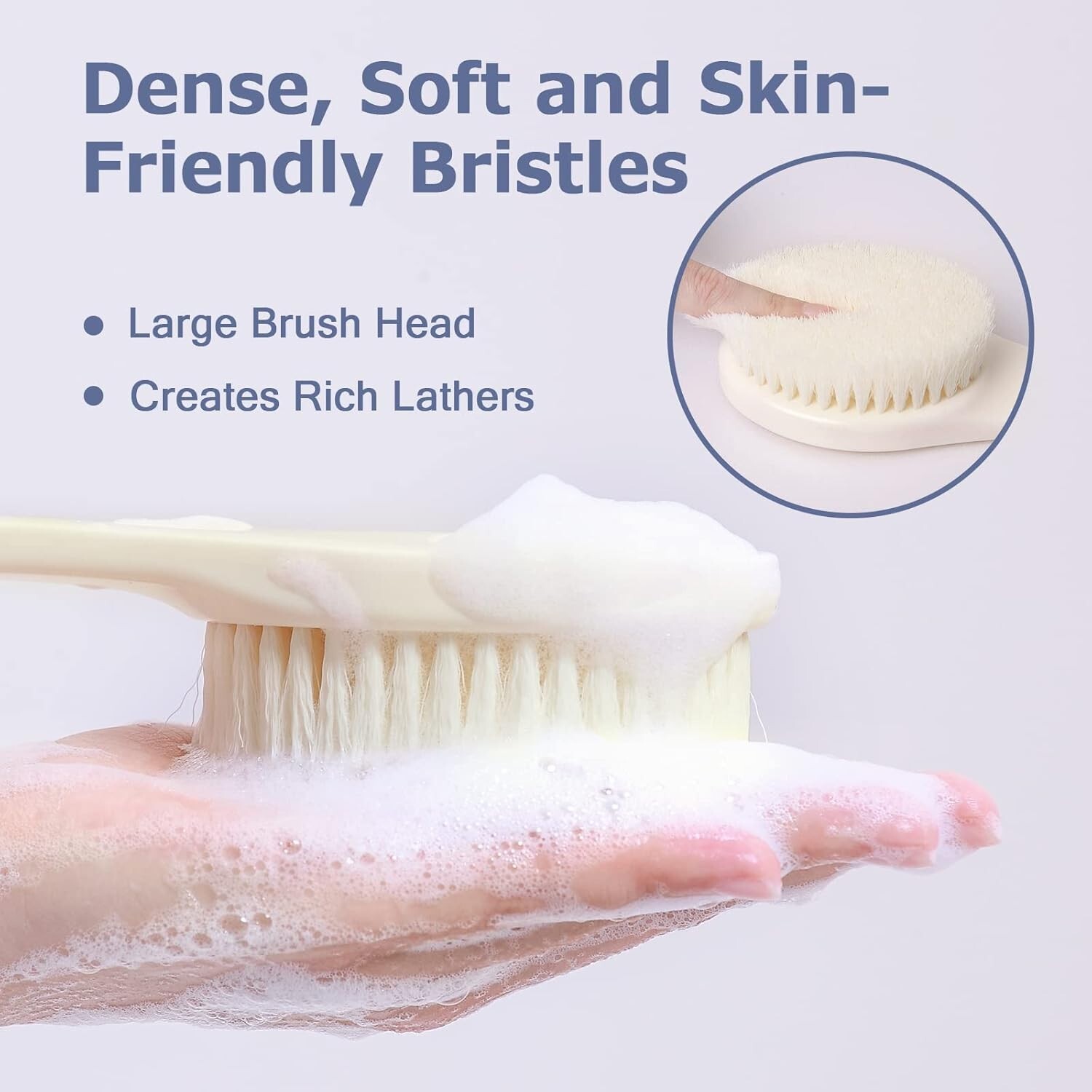 Body Brush Back Scrubber, 17 in Never Mold Back Brush Long Handle For Shower