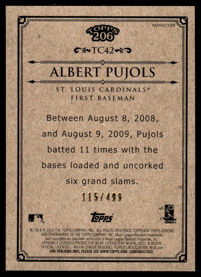 2010 TOPPS 206 REFRACTOR /499 ALBERT PUJOLS - Image 2 of 2