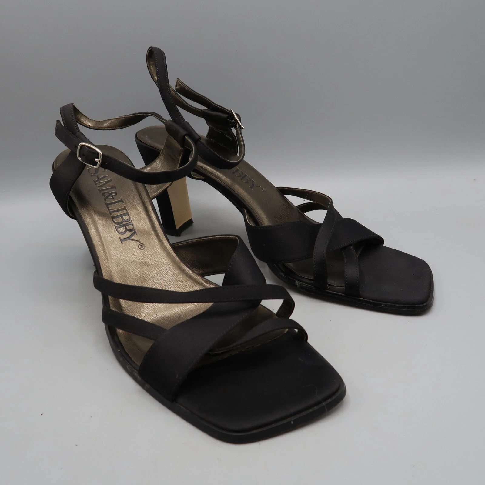 JORDAN Sam & Libby scarpa donna sandalo nero blocco tacco alto misura 10M pelle formale