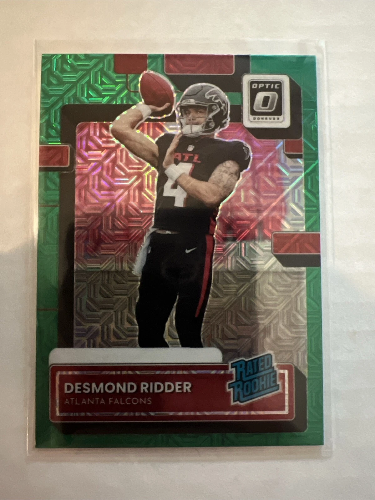 Desmond Ridder 2022 Panini Donruss Green Mojo Optic Preview Rated Rookie Card RC