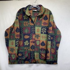 Vintage Women’s Fleece All Over Print Leaves Autumn Fall Vibes Colorful Pxl
