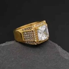 2Ct Princess Cut Moissanite Solitaire Men's Wedding Ring 14K Yellow Gold Plated