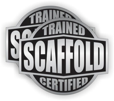 pair - Scaffold Trained / Certified Hard Hat Stickers Bump Cap Helmet Decals