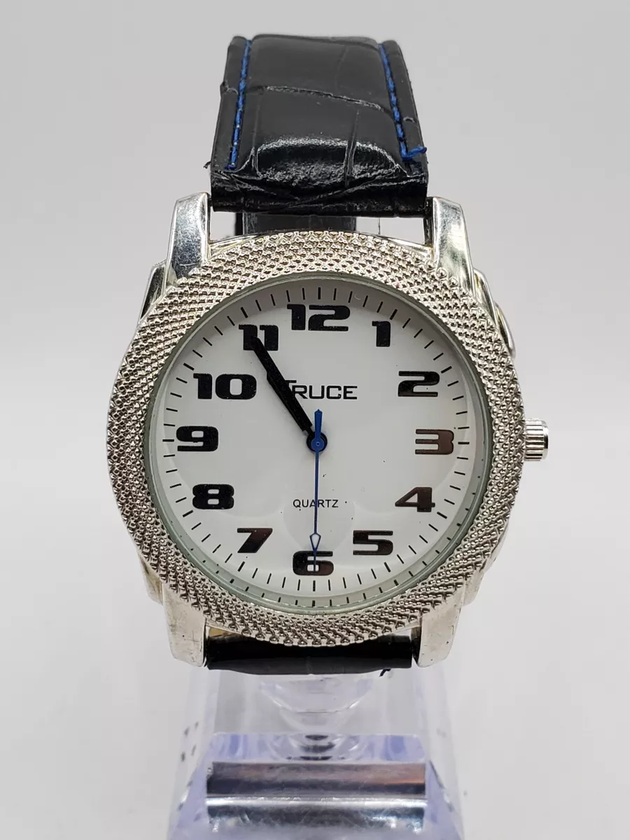 Truce Ladies Oversize Quartz Watch 42mm Round Silver Tone Black