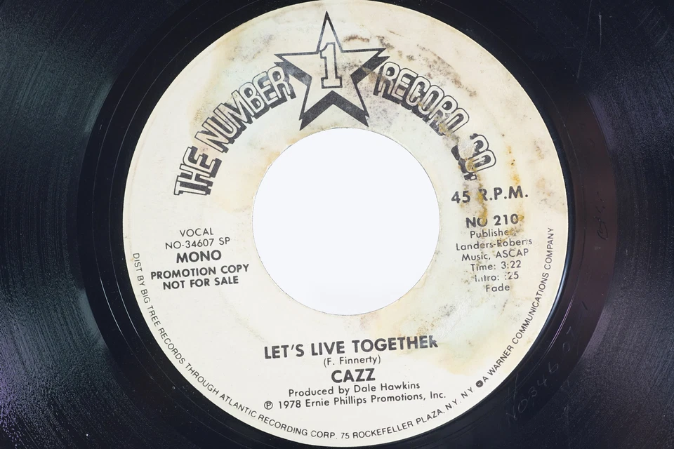 CAZZ Let's Live Together Mono Stereo PROMO Number 1 Record Co 210 45RPM Record - Image 4 of 4