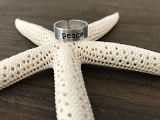 Custom Hand Stamped Aluminum Ring - Peace