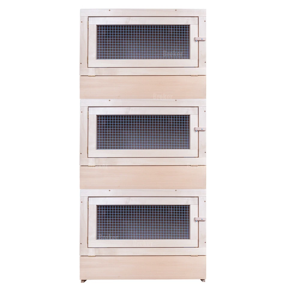 Kaninchenstall- Nagerstall- 3 Abteilungen- Holzvorderfront- 70x60- mit Bodenrost
