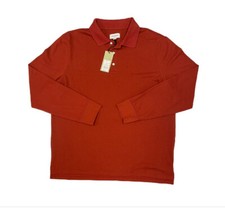Goodfellow Mens Long Sleeve Rugby Polo Shirt XL Rust Burnt Orange Red NEW