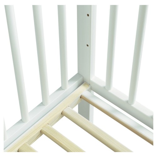 Baby Cot Small White Solid Pine Wood with Teething Rails Compact Crib Cots Beds - Picture 3 of 4