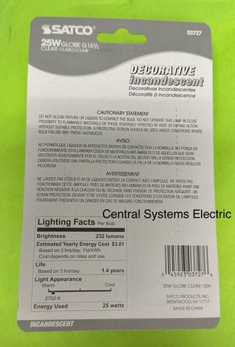 2-Pack 25 Clear G16.5 Night Light Bulb E12 Base - Picture 2 of 2