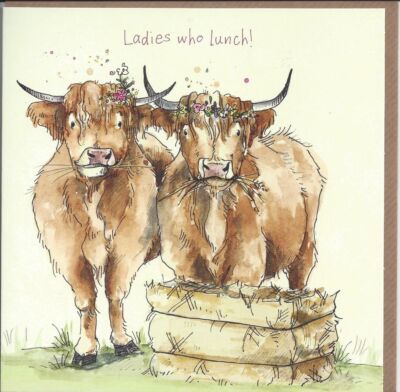 Grußkarte - Ladies Who Lunch - Kühe - Freundin - Gracie Tapner Geburtstag NEU
