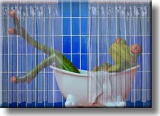 Frog Taking a Bath Bathroom Picture on Stretched Canvas, Wall Art decor, Ready t