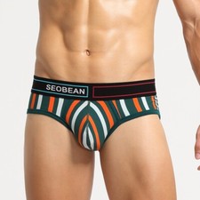 New Men's striped Low-rise slim cotton Briefs underwear 4 COLORS