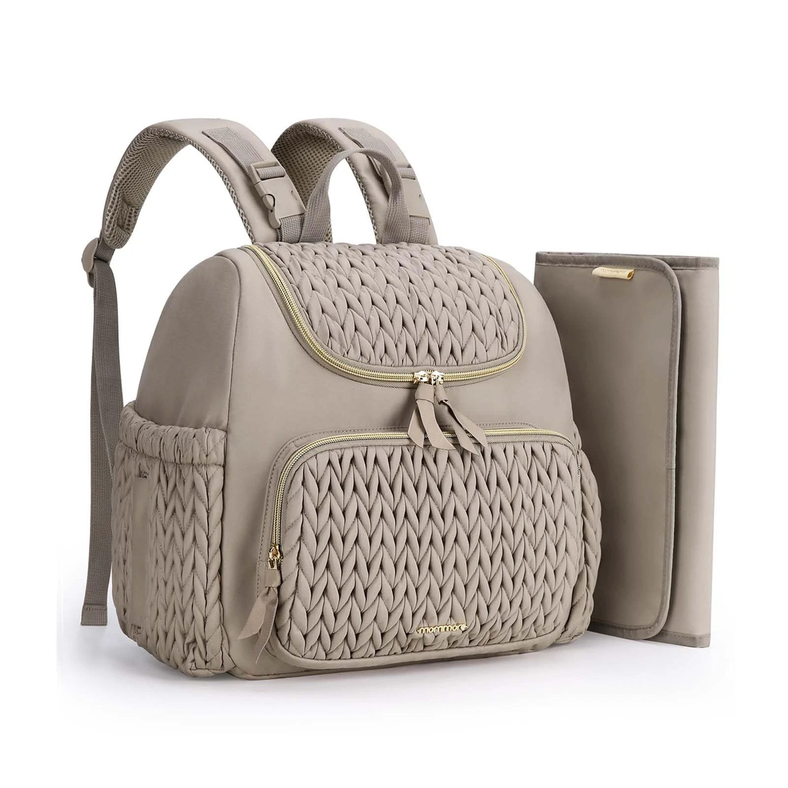 mommore Diaper Bag Small Backpack Stylish Baby Small, Brown Taupe