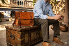 Leather Vintage Laptop Bag Satchel Genuine Men's Handmade Messenger Briefcase