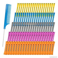 Hair Perm Rods 100 Pack 5 Sizes Plastic Cold Wave Rollers Elastic Bands Brush