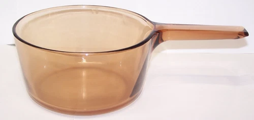 Pyrex Vision Corning Ware AMBER Glass 1.5 L/QT Sauce Pan Pot **NO Lid** U.S.A.