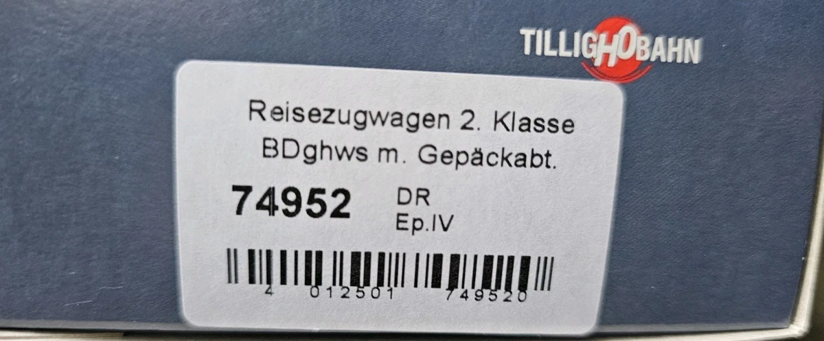 TILLIG 74952 H0 Reko Halbgepäckwagen BDghws Grün Braunes Dach DR Ep.IV Neuware
